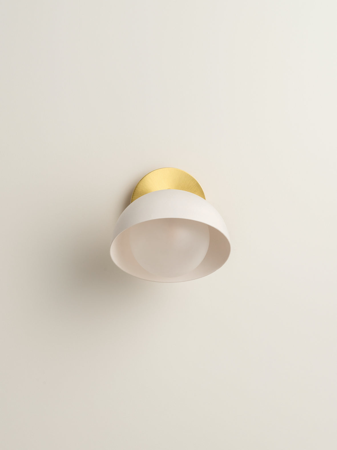 Porsa - 1 light brushed brass and warm white porcelain wall light | Wall Light | Lights & Lamps Inc | USA