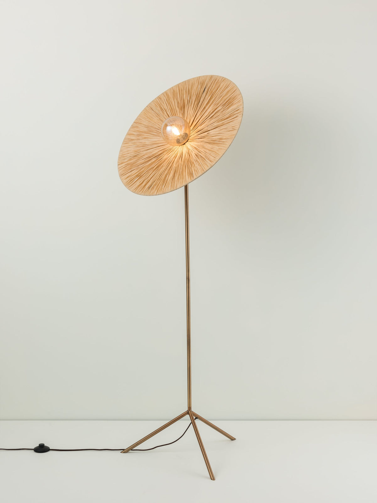 Ridotti - 1 Light Natural Raffia and Burnished Brass Floor Lamp ...