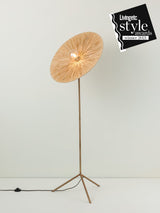 Ridotti - 1 Light Natural Raffia and Burnished Brass Floor Lamp