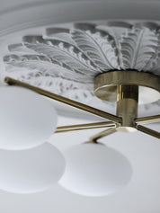 Imperial - 5 light brass and opal flush | Ceiling Light | Lights & Lamps Inc | Modern Affordable Designer Lighting | USA