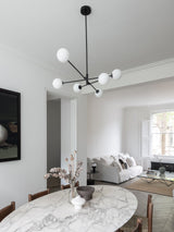 Chelvara - 6 light matt black and opal pendant