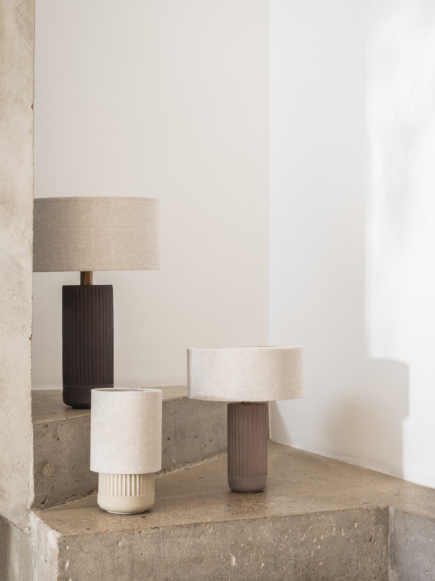 Nitara - chocolate ribbed concrete table lamp | Table Lamp | Lights & Lamps Inc | Modern Affordable Designer Lighting | USA
