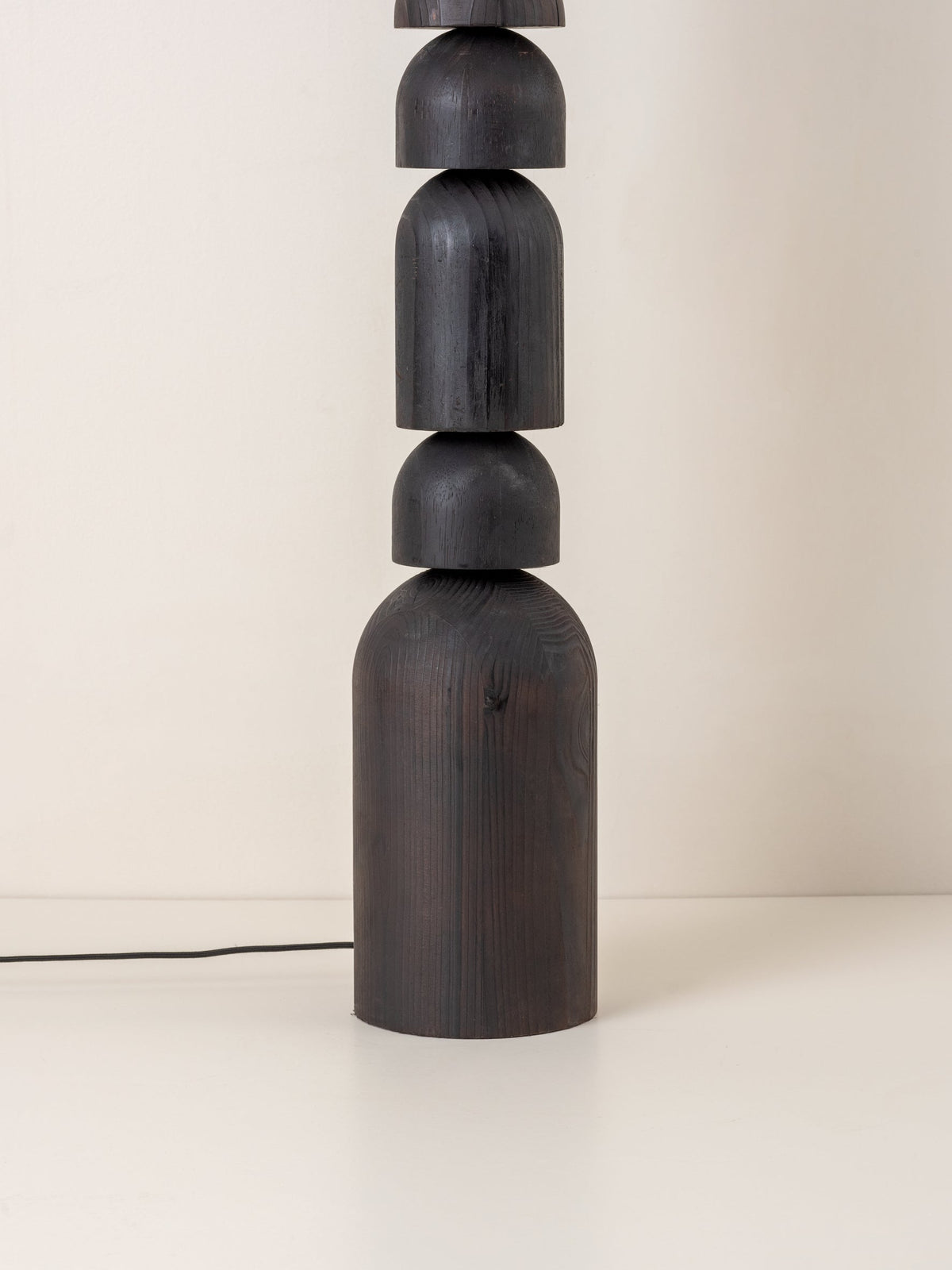 Aska charred wood and natural linen floor lamp
