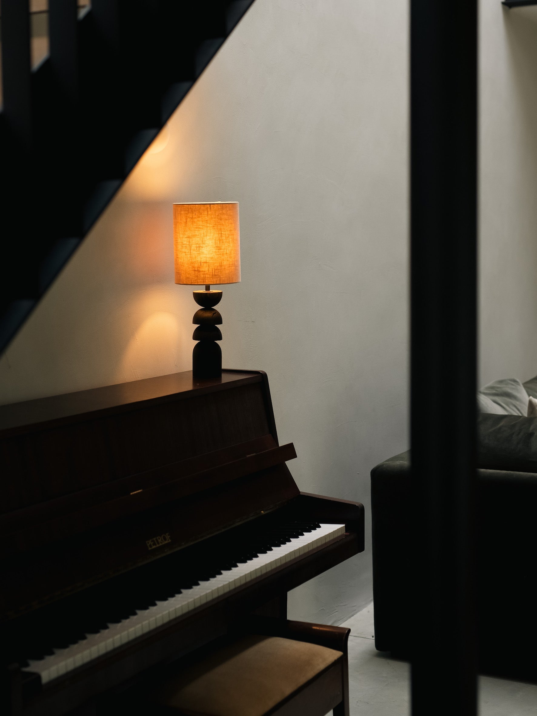 Aska - small charred wood and natural linen table lamp | Table Lamp | Lights & Lamps Inc | Modern Affordable Designer Lighting | USA