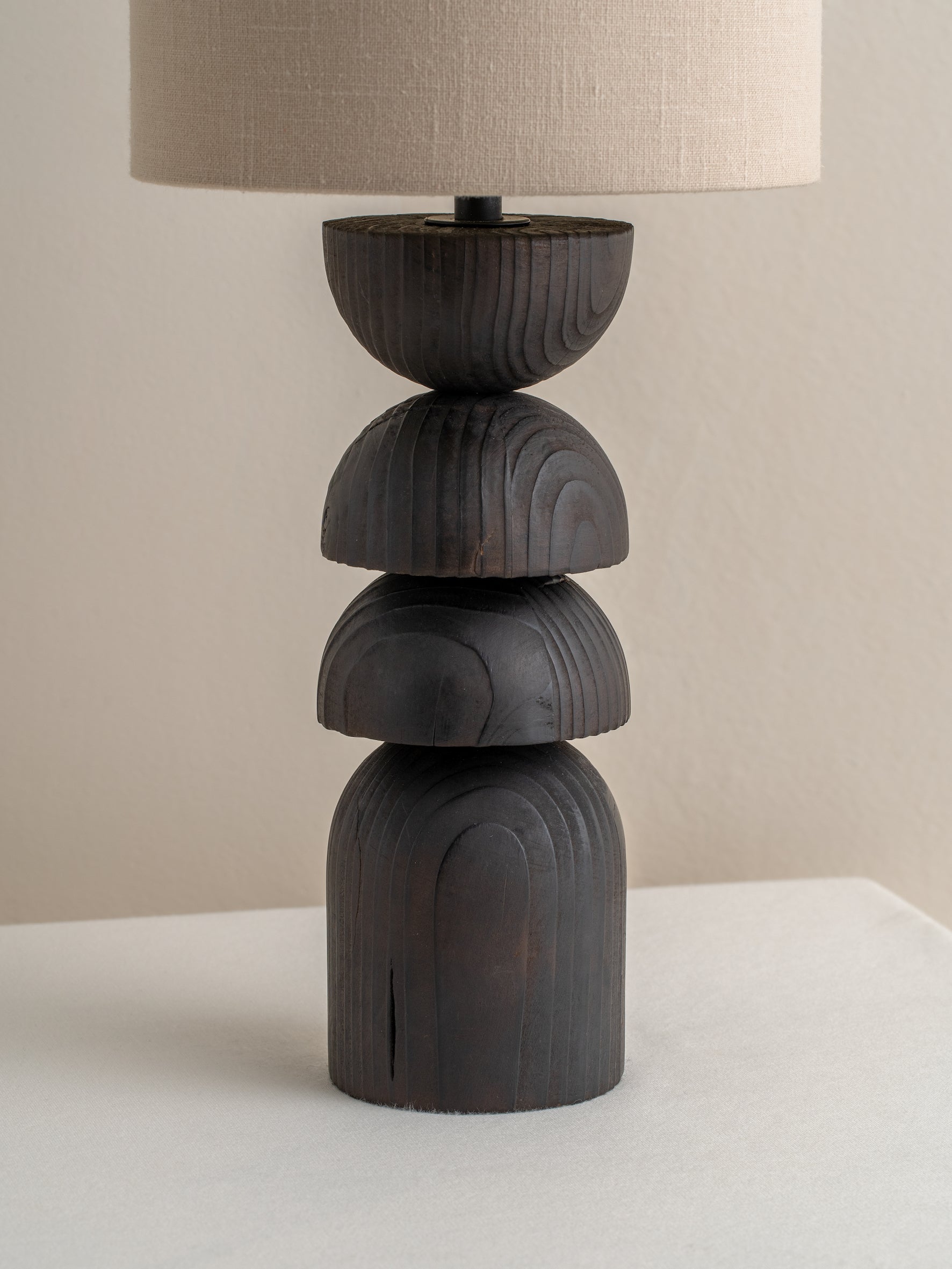 Aska - small charred wood and natural linen table lamp | Table Lamp | Lights & Lamps Inc | Modern Affordable Designer Lighting | USA