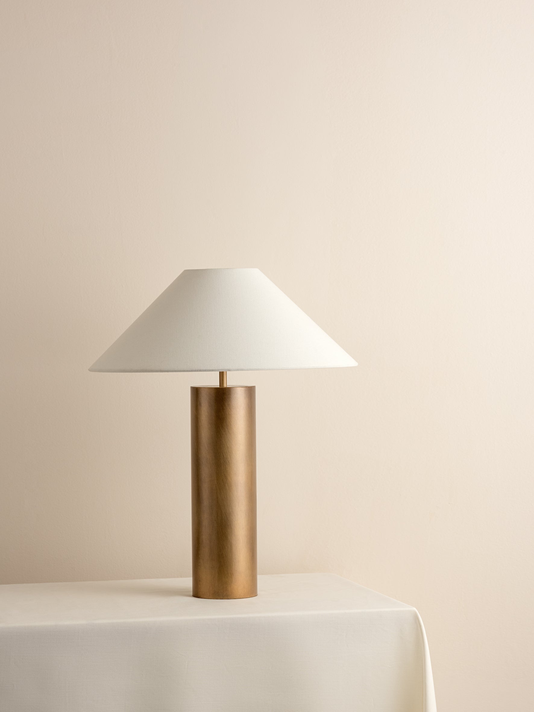 Bleeker - aged brass and linen table lamp | Table Lamp | Lights & Lamps Inc | USA