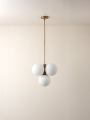 Boule - 4 light brass and opal pendant light | Ceiling Light | Lights & Lamps Inc | Modern Affordable Designer Lighting | USA