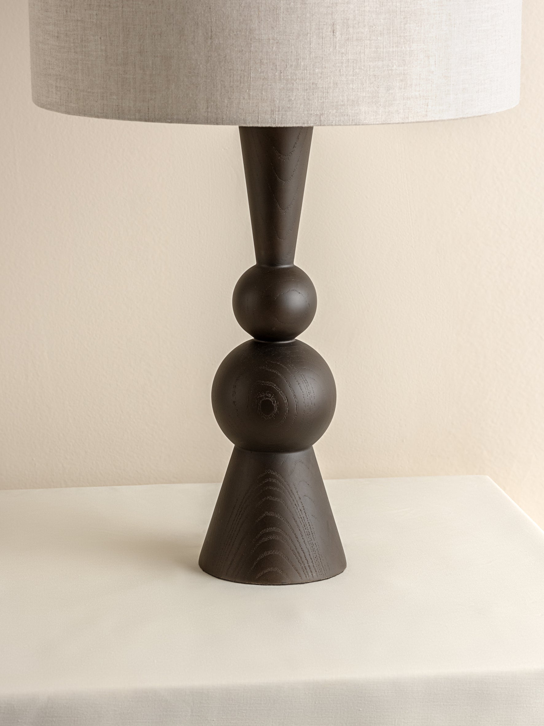 Carmine - dark wood and linen table lamp | Table Lamp | Lights & Lamps Inc | Modern Affordable Designer Lighting | USA
