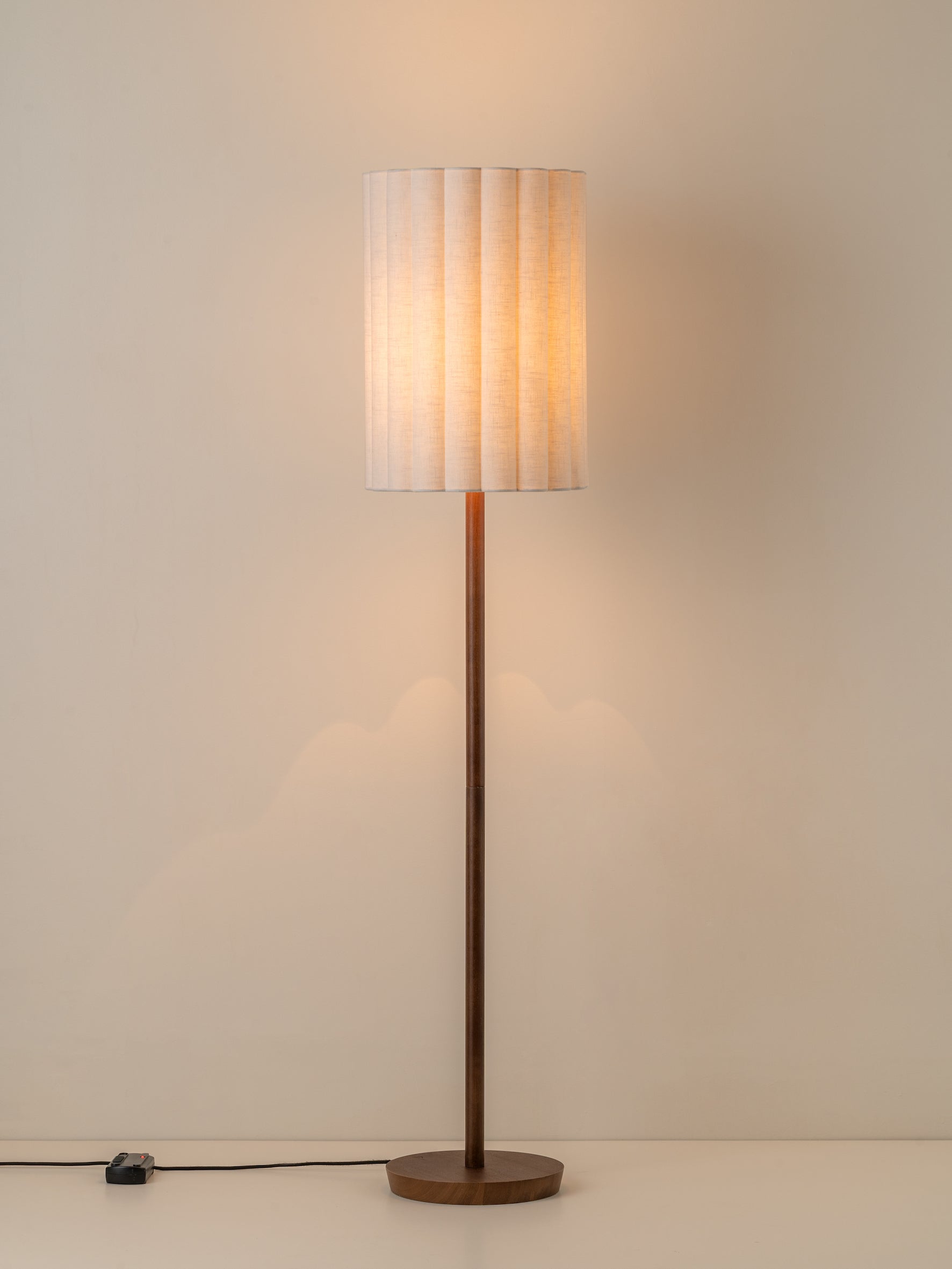 Folia - walnut wood and scalloped natural linen floor lamp | Floor Lamp | Lights & Lamps Inc | USA