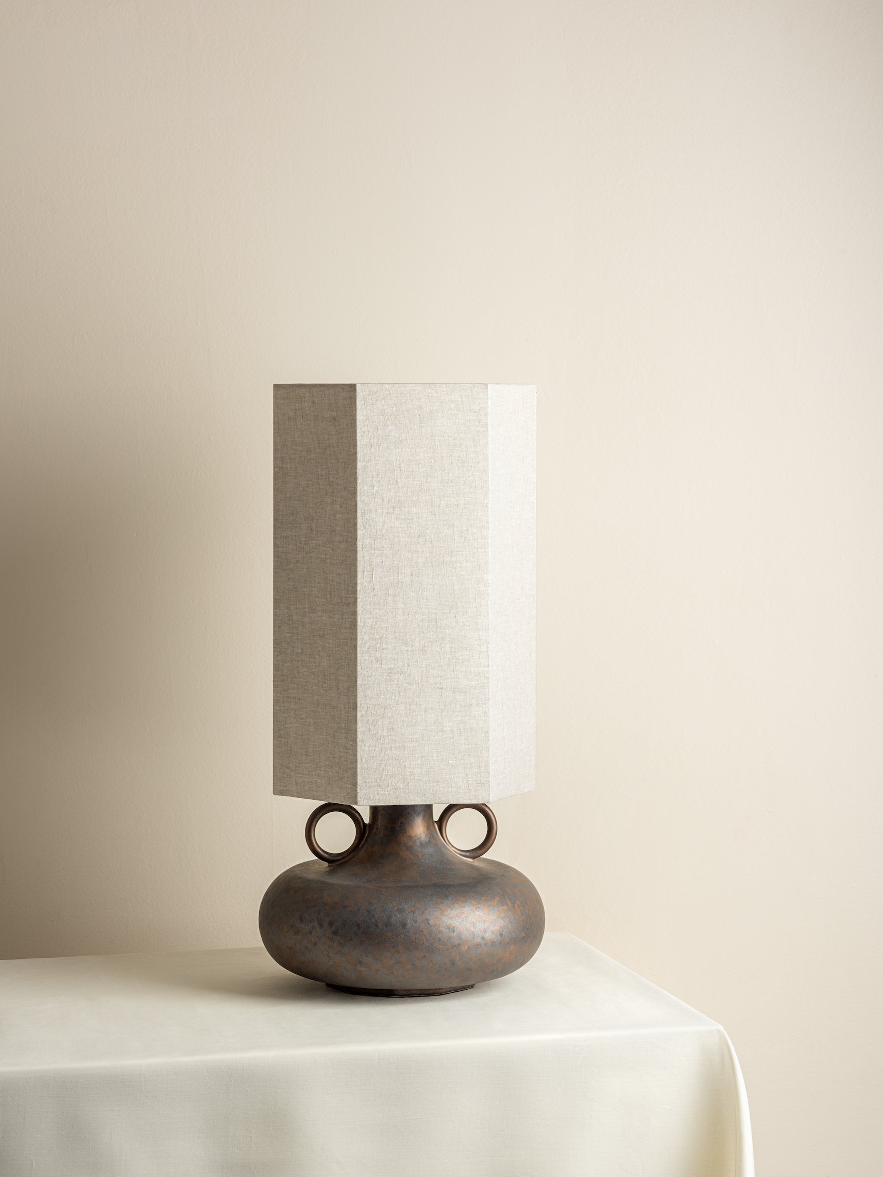 Grove - bronze ceramic and linen table lamp | Table Lamp | Lights & Lamps Inc | USA