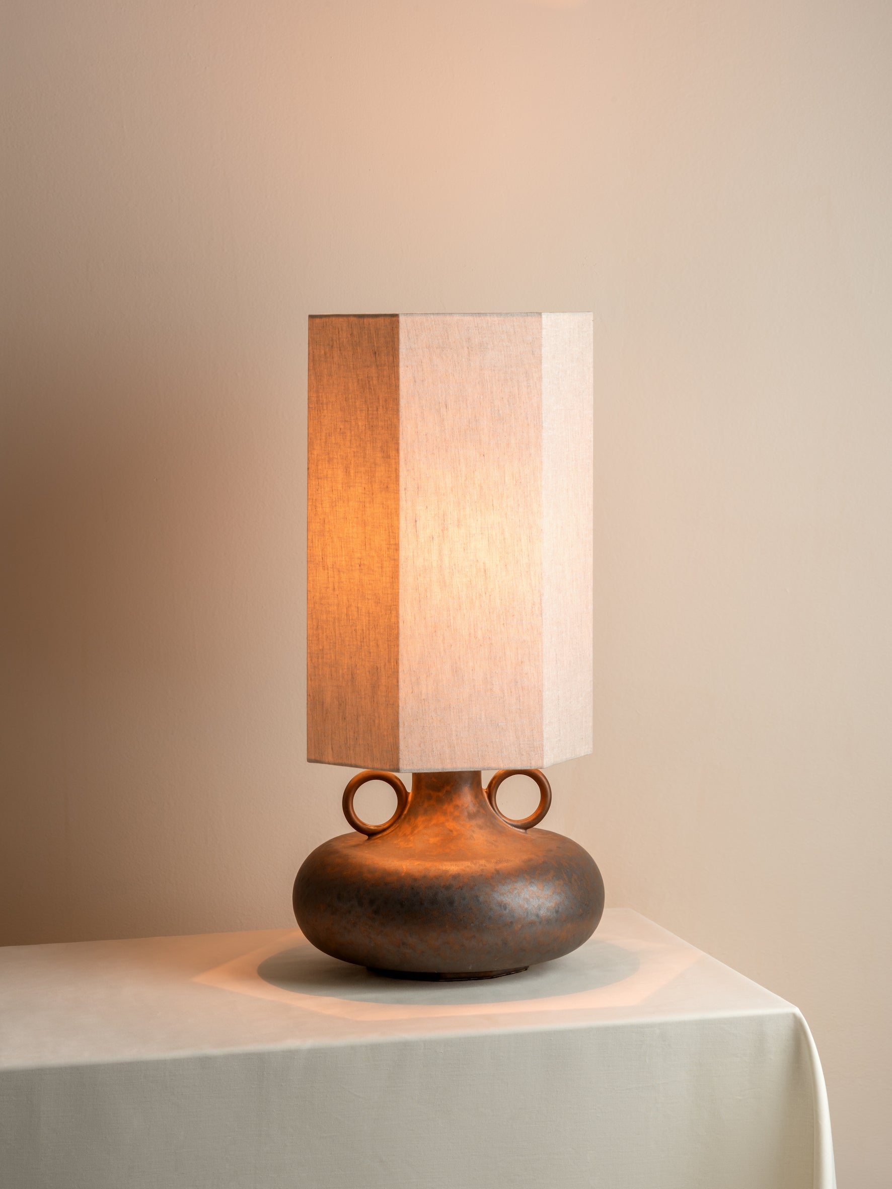 Grove - bronze ceramic and linen table lamp | Table Lamp | Lights & Lamps Inc | USA