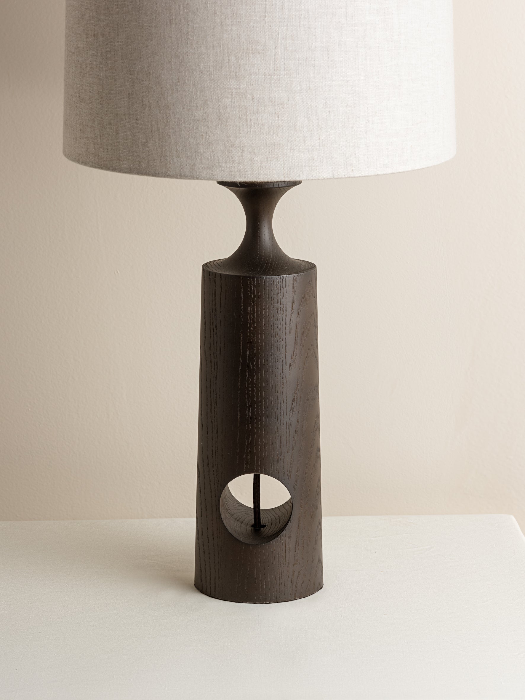 Morton - dark wood and linen table lamp | Table Lamp | Lights & Lamps Inc | Modern Affordable Designer Lighting | USA