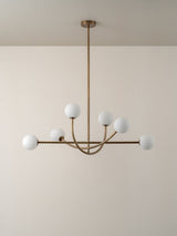 Perry - 6 light aged brass and opal pendant