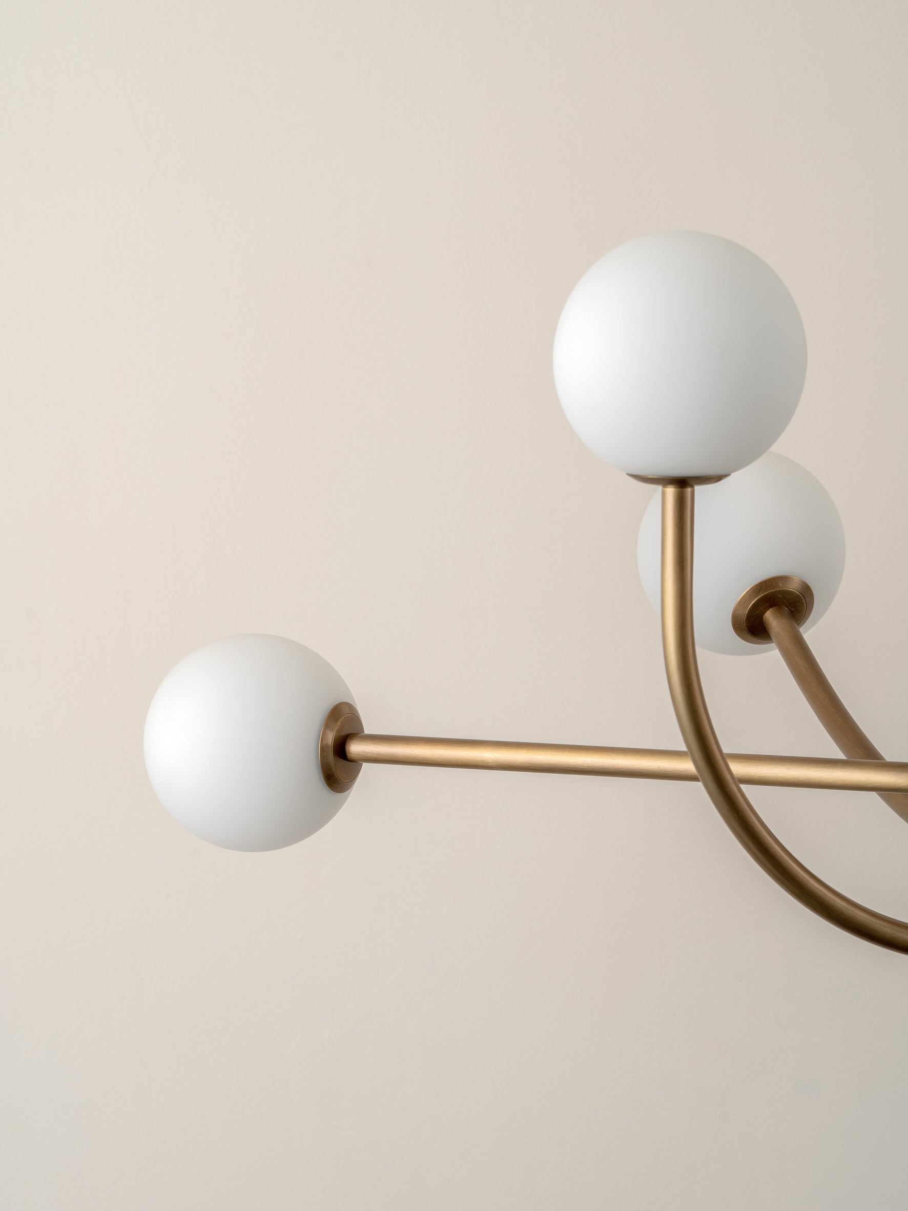Perry - 6 light aged brass and opal pendant | Ceiling Light | Lights & Lamps Inc | USA