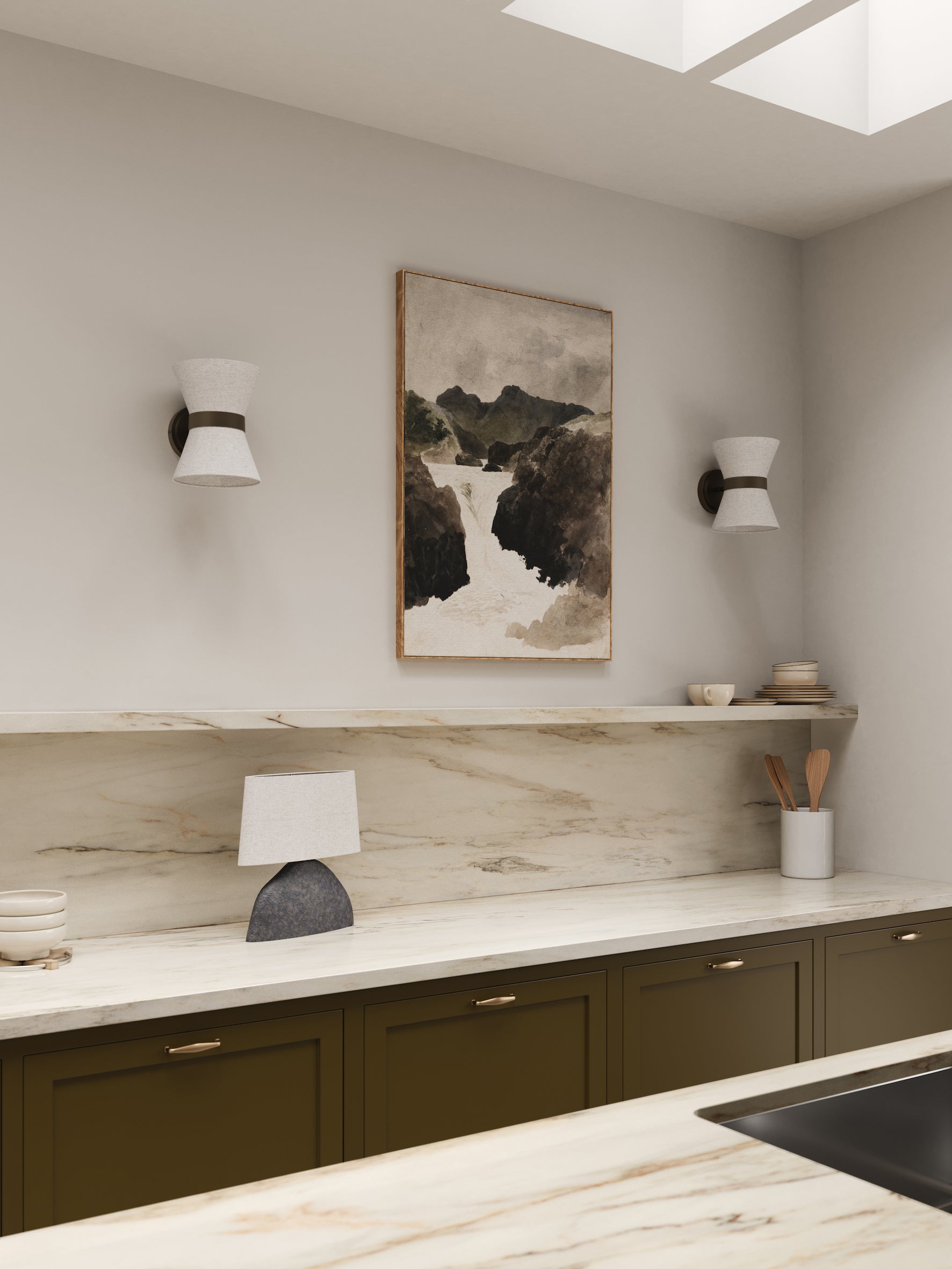 Renwick - linen and bronze wall light | Wall Light | Lights & Lamps Inc | Modern Affordable Designer Lighting | USA