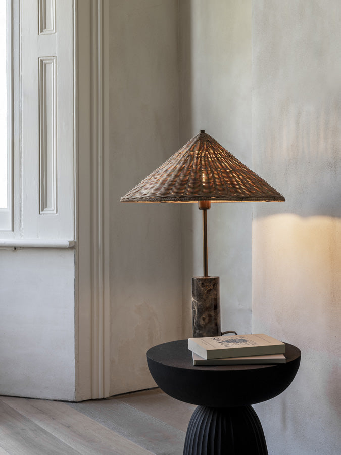 Ardini - 1 light rattan and brown marble table lamp | Table Lamp | Lights & Lamps Inc | USA