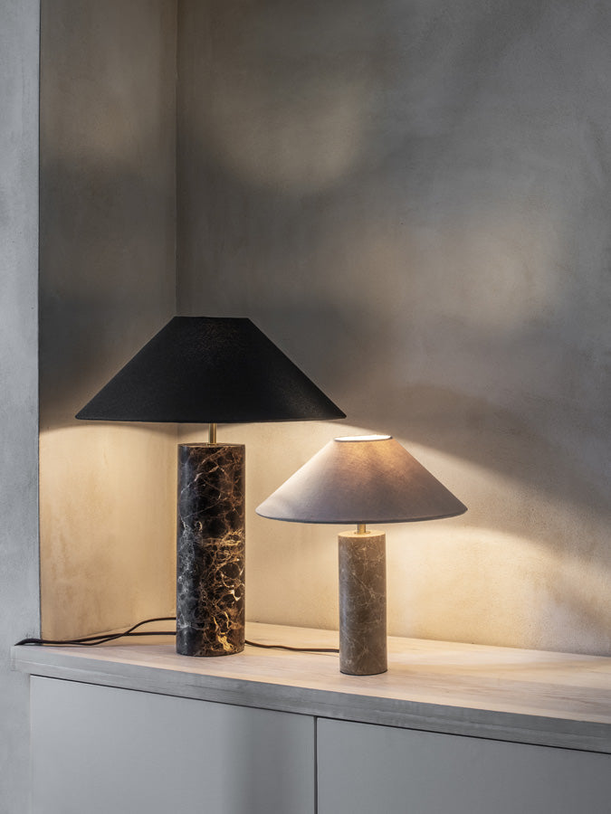 Denari - 1 light small brown marble cylinder table lamp | Table Lamp | Lights & Lamps Inc | Modern Affordable Designer Lighting | USA
