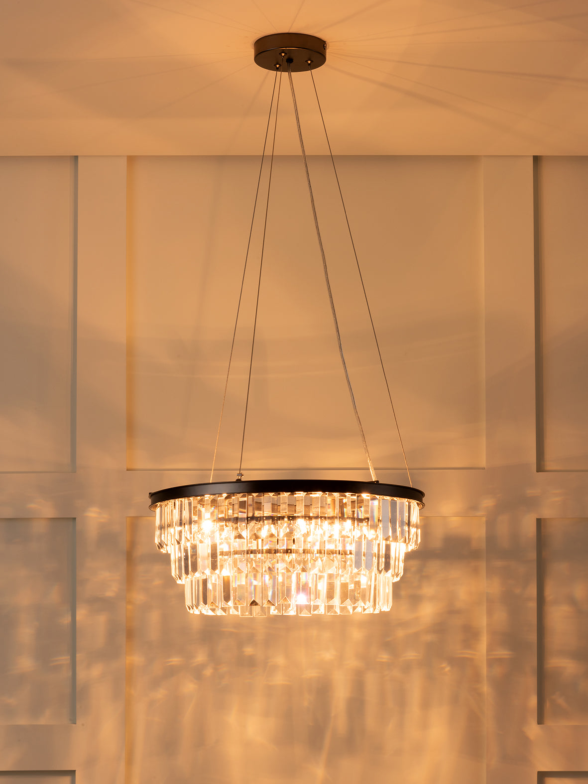 Alila - 5 light graphite silver tiered crystal glass chandelier | Ceiling Light | Lights & Lamps Inc | USA