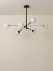 Chelso - 6 light matt black and opal pendant | Ceiling Light | Lights & Lamps Inc | Modern Affordable Designer Lighting | USA