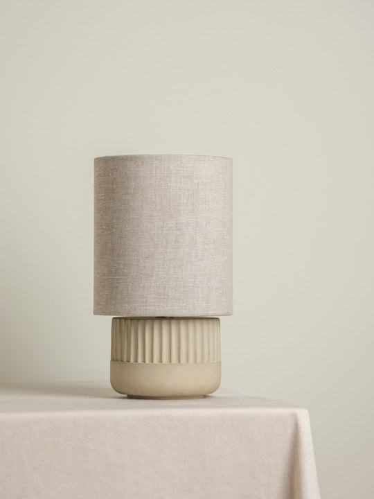 Enza - warm white ribbed concrete table lamp | Table Lamp | Lights &amp; Lamps Inc | Modern Affordable Designer Lighting | USA