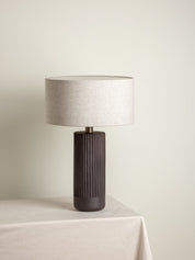 Nitara - chocolate ribbed concrete table lamp | Table Lamp | Lights & Lamps Inc | Modern Affordable Designer Lighting | USA