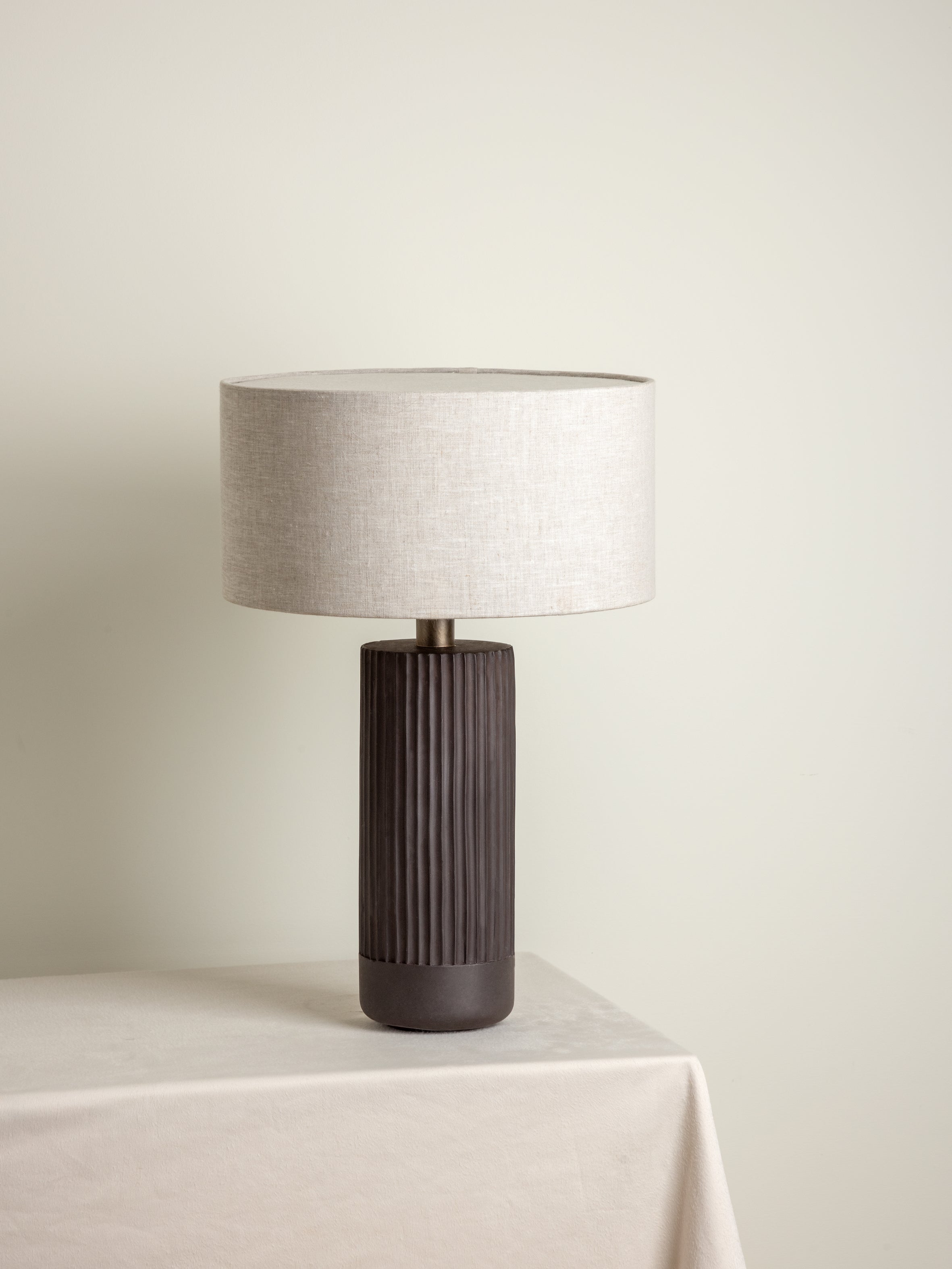 Nitara - chocolate ribbed concrete table lamp | Table Lamp | Lights & Lamps Inc | USA