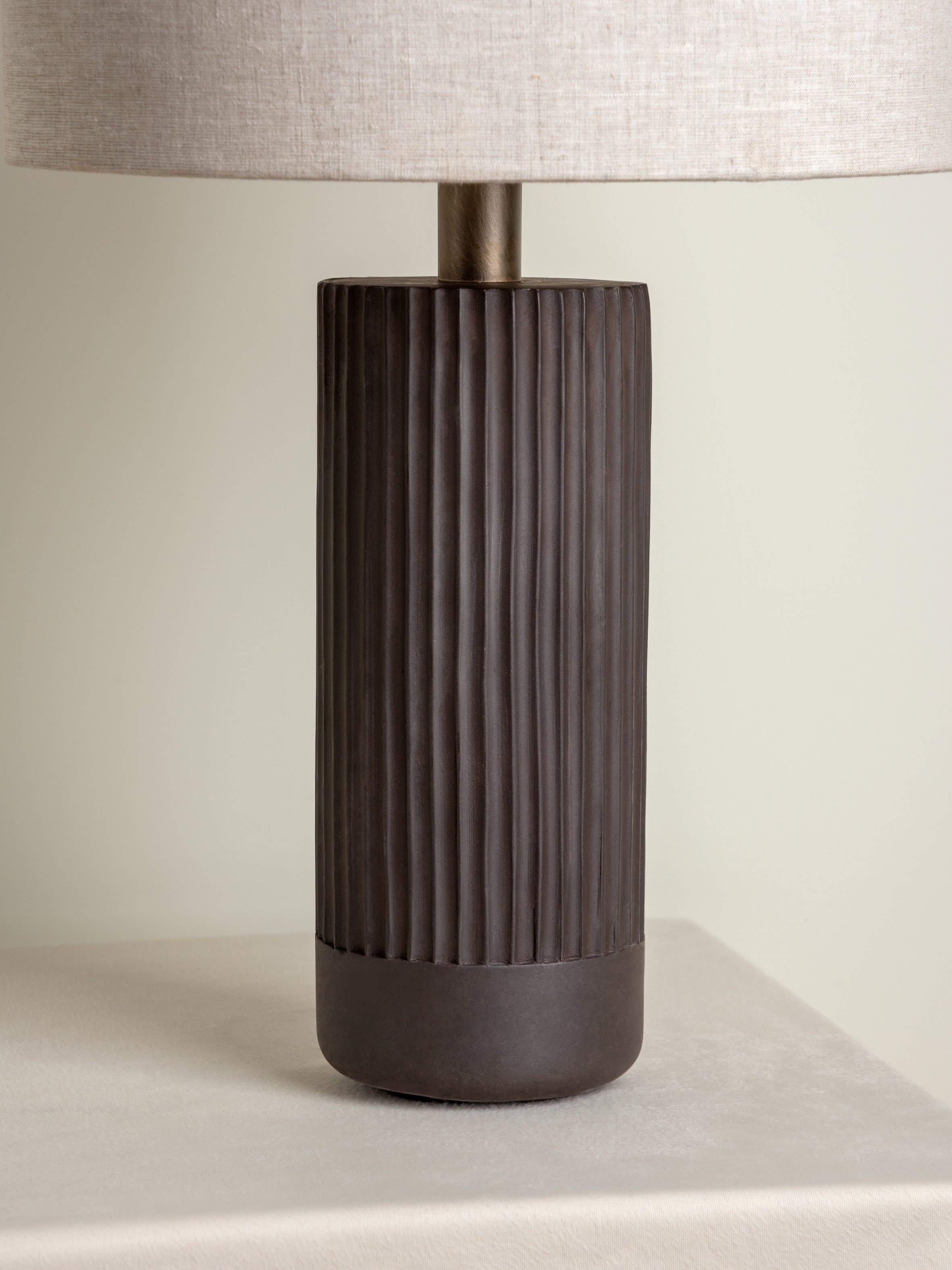 Nitara - chocolate ribbed concrete table lamp | Table Lamp | Lights & Lamps Inc | USA