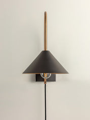 Orta - 1 light antique silver and burnished brass cone wall light | Wall Light | Lights & Lamps Inc | Modern Affordable Designer Lighting | USA